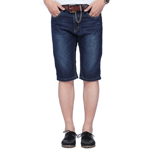 2014新款夏装牛仔<em>短裤</em> <em>男士</em>蓝色纯棉牛仔<em>过膝</em>