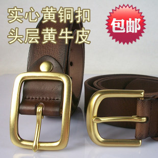  包邮正品JEEP1941纯铜扣男士头层纯牛皮休闲皮带加长真皮针扣腰带
