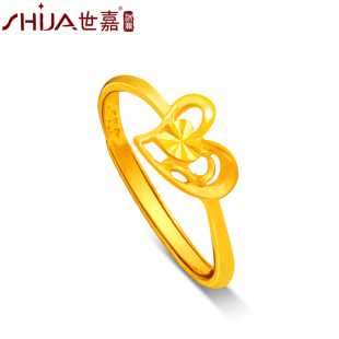  限时389元/克 世嘉 黄金戒指 心有灵犀 千足金女戒 婚庆系列 正品