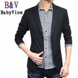  BabyView 商城正品单西服 韩版修身潮男士休闲小西装 2扣新款便西