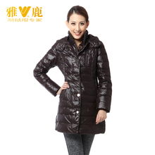 2011新款<span class=H>雅鹿</span>正品 女士切线罗纹领中长款<span class=H>羽绒</span><span class=H>服</span> 女款LD25000包邮