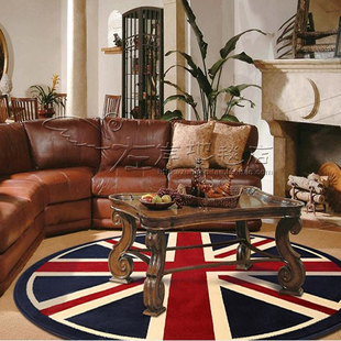 英伦米字旗圆形地毯客厅茶几卧室床边玄关书房手工腈纶地毯定制