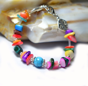  云南民族饰品批发 藏银首饰苗银手镯 藏饰绿松石女手链SL048