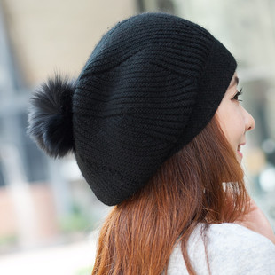 女士韩版可爱秋冬天兔毛帽子韩国针织保暖百搭冬季毛线帽保暖护耳