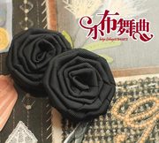 黑色缎带花螺纹缎带玫瑰花DIY手工拼布材料布艺材料配饰饰品原料