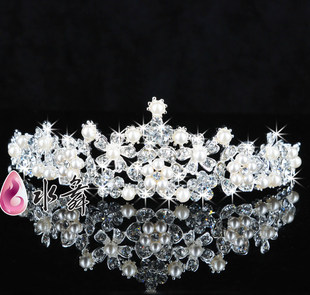  新娘头饰结婚韩式配饰珍珠 新娘头花 闪耀公主大皇冠 婚纱发饰品T