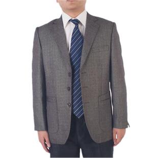  老人头单件上衣休闲男西装 中年人春秋外套 米灰色宽松型西服 653