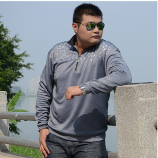  超大码男装 秋冬特大码长袖商务休闲立领POLO衫加肥加大7XL150胸