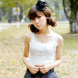 奈叶女装2012春装新款夏装无袖品质白色蕾丝韩版打底吊带背心包邮