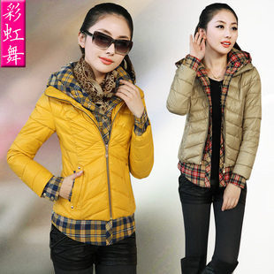  年终清仓秋冬新品韩版修身加厚假两件棉衣女短款棉服冬装外套