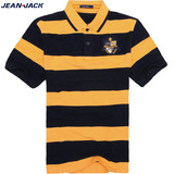 JeanJack品质男装 新款夏装立领条纹 纯棉短POLO衫  P122