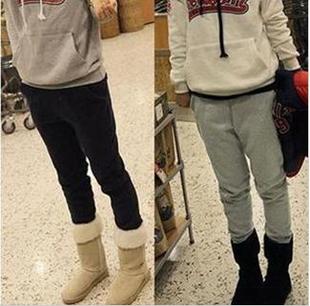  潮女小脚长裤显瘦卫裤运动哈伦裤短靴裤加厚抓绒女韩版冬加绒大码