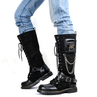  新款 韩版高筒男靴子时尚靴 英伦皮靴 磨砂面PUNK朋克系带休闲靴