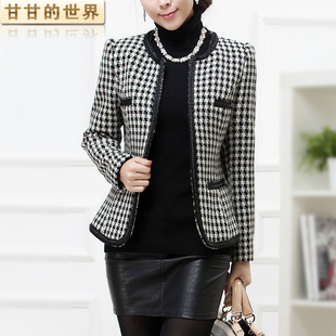  预售秋冬新款女装OL韩版修身小西服外套 女士毛呢小西装G676