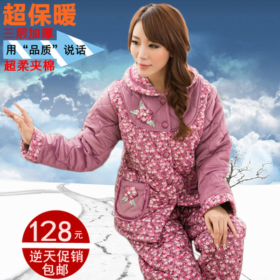 冬季加厚<em>珊瑚绒</em>夹棉<em>睡衣女</em>中<em>老年</em>人<em>保暖</em>加肥加