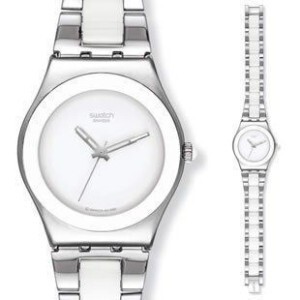  SWATCH斯沃琪女士手表淑女表 陶瓷表白YLS141G 陶色迷人 正品