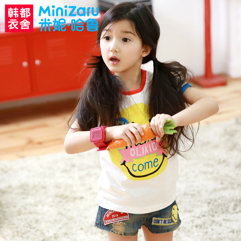 【聚】 米妮哈鲁童装2014夏装新款男童女童休闲短袖T恤ZI2071畵