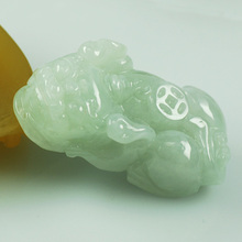双儿翡翠貔貅吊坠正品A货 开光招财缅甸玉貔貅挂件玉器男女款