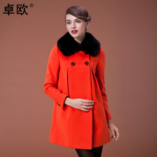  卓欧冬装韩版呢大衣女装 中长款呢子外套毛呢大衣女D209010