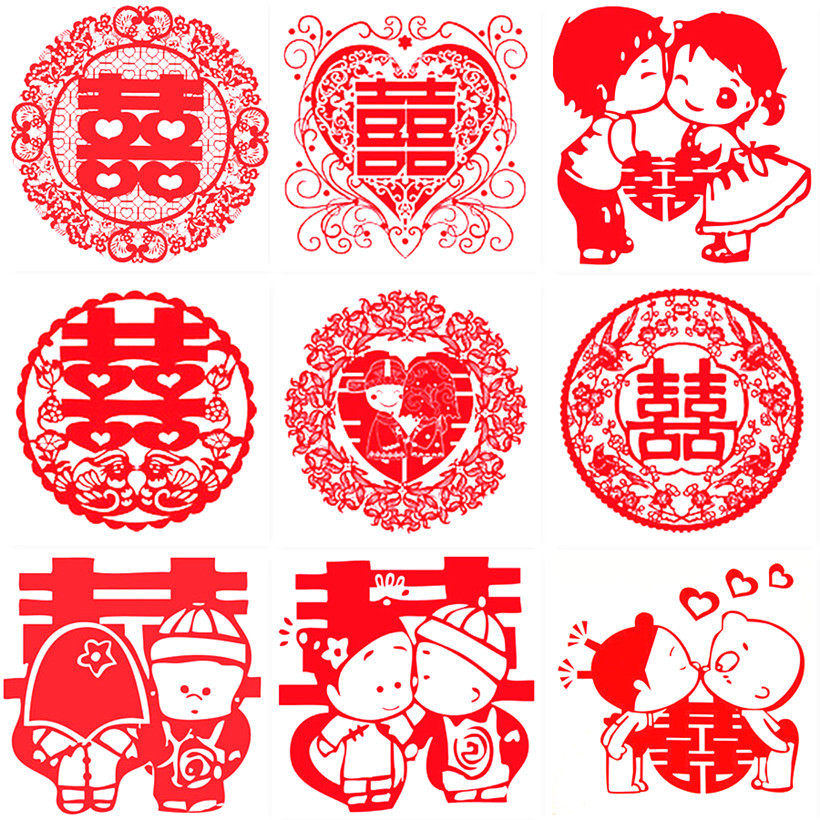 婚庆用品 静电喜字贴 卡通静电贴 窗花喜字贴 玻璃喜字 结婚用品