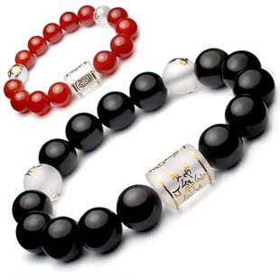  开光正品 六度六合寅亥持戒佛手链 -属虎属猪年开运黑曜石