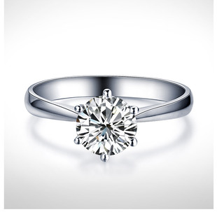 仙缘 永恒的爱18K白金钻石戒指钻戒经典六爪结婚钻石女戒裸钻定制
