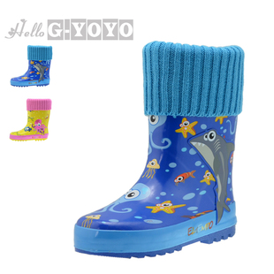  外贸品牌童鞋 冬季小孩子雨靴 卡通时尚小童中童雨鞋包邮T12301