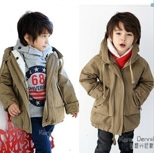  秋冬款儿童外套 男童夹棉加厚羔绒保暖大衣 男童风衣