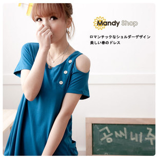 Spring/summer 2012 new style Korean dress maternity dresses pregnant women personality asymmetric exposed shoulder maternity skirt