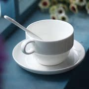 机场咖啡杯套装配碟送勺纯白骨瓷白色透明高档陶瓷器出口欧式