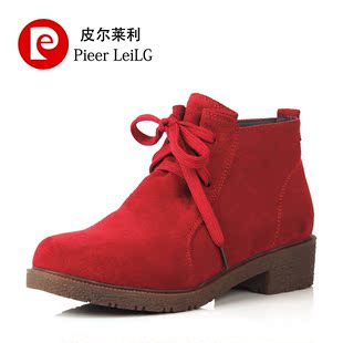  年底清仓冬季新款裸靴加绒真皮短靴牛皮马丁女靴子牛筋底女鞋棉鞋