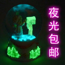 夜光女孩雪花水晶球音乐盒八音盒创意礼品生日儿童节礼物天空之城