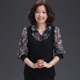 乐卡索 2012春秋衬衫中老年服装气质妈妈装长袖T恤春装中年女装 【优惠价:139.00元 最近成交2080笔】