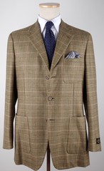 公价22500！意大利顶级手工Belvest无里无结构格纹花呢外套西装50