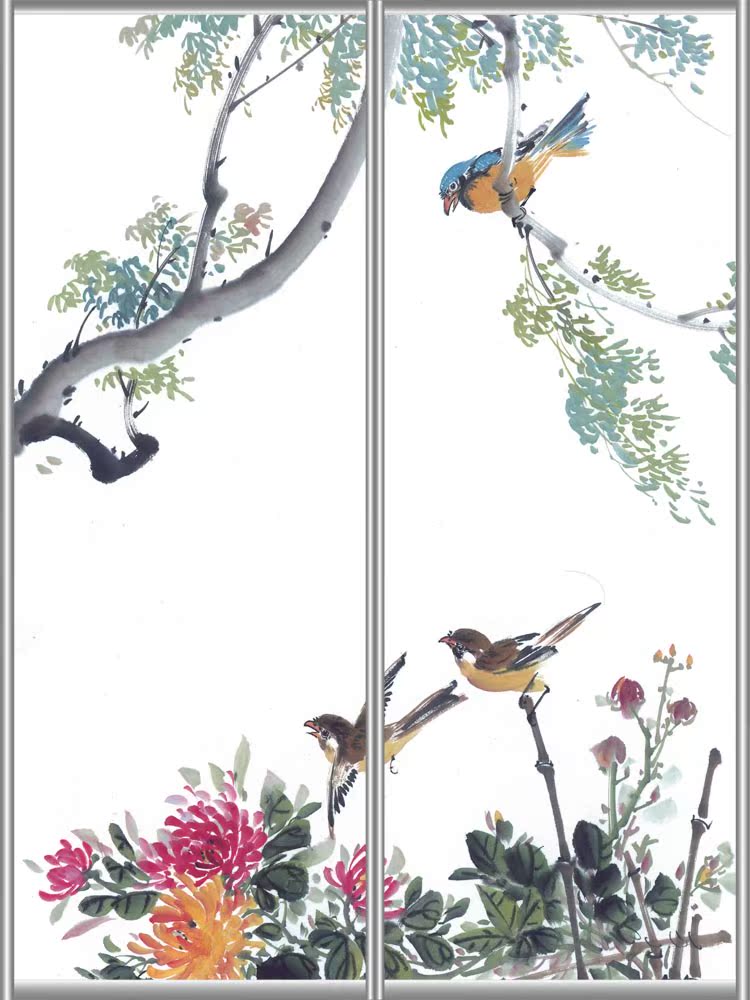 国画彩色玻璃贴纸 不透明玻璃贴膜 浴室移门贴花卫生间贴纸SS5在类目 家居饰品, 贴饰, 瓷砖/玻璃贴中 - 来自Buy2taobao.com提供专业的淘宝代购服务