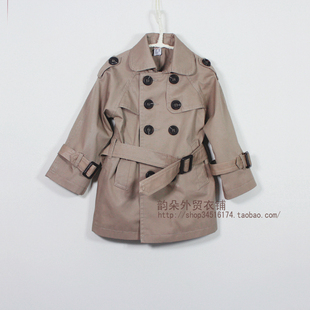  外贸原单儿童双排扣风衣儿童风衣外套男童女童风衣