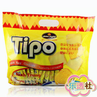  乐透社 进口零食越南 Tipo 白巧克力奶油鸡蛋面包干 300g特价正品