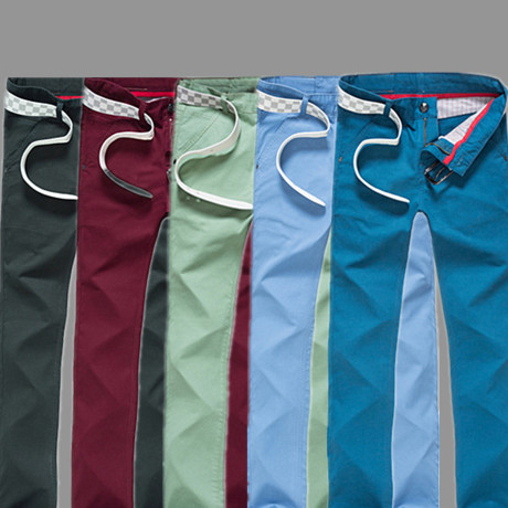 2014夏季男款彩色休闲裤 男生彩色小脚裤青少