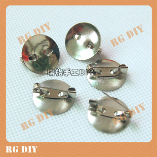  瑞格手工DIY 饰品串珠配件 19mm圆形胸针 别针 银白色