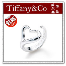 Especial Tiffany plata de ley 925 clásicos en forma de corazón aberturas de la moda salvaje sencillo anillo de la cola de anillo