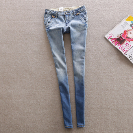 2014夏季韩国代购超薄款牛仔裤女 修身显瘦裤