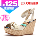 达芙妮正品2012新款坡跟露趾女凉鞋 1230261 123026102 123026107