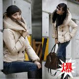 乔伊思 韩版 09新款冬装百搭品牌热卖正品女装毛领加厚棉衣0014