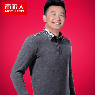 <em>南极人</em>男装长袖 假两件针织衫<em>毛衣外套</em>加绒加