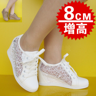 夏季正品蕾丝网透气<em>女式</em>内<em>增高鞋</em>女鞋旅游鞋休