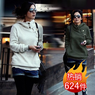 2010新款秋装外套 0.55韩版女装新品包臀长袖套头连帽卫衣 EW359