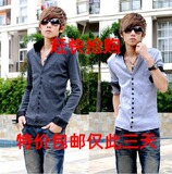 非主流男装 衬衫衣服男 韩版 夏装小衫男长袖时尚青少年男生衬衫