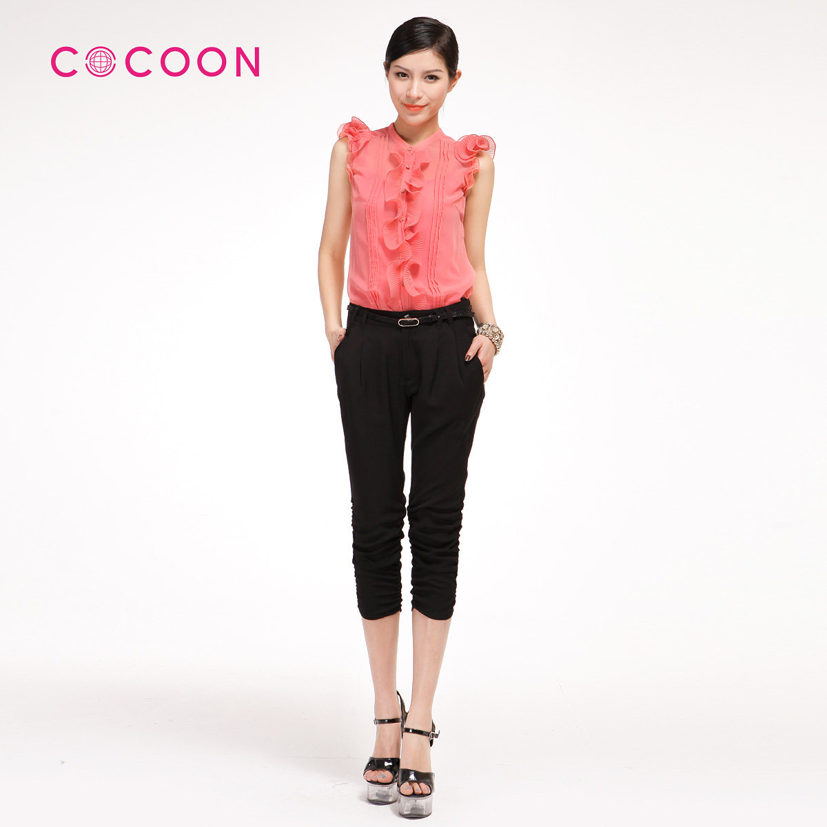 COCOON可可尼2012新品哈伦风百搭褶皱透气七分裤312108012