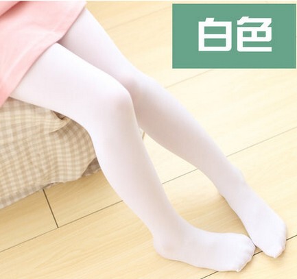 儿童<em>舞蹈袜</em> <em>白色</em>连裤袜 超弹力学生表演长筒袜