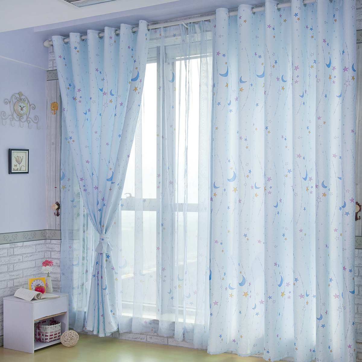 Купить moon cartoon child real meters curtain blue rustic finished products. дом и сад id 34388818..